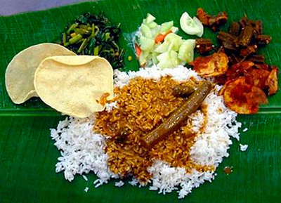 Banana leaf rise, uno de los platos de la gastronomía asiática más conocidos