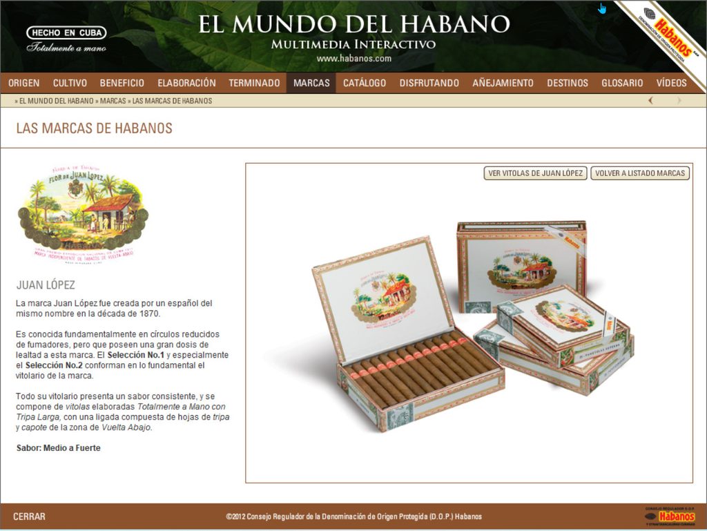 Vitola de Habanos Juan López Robusto.